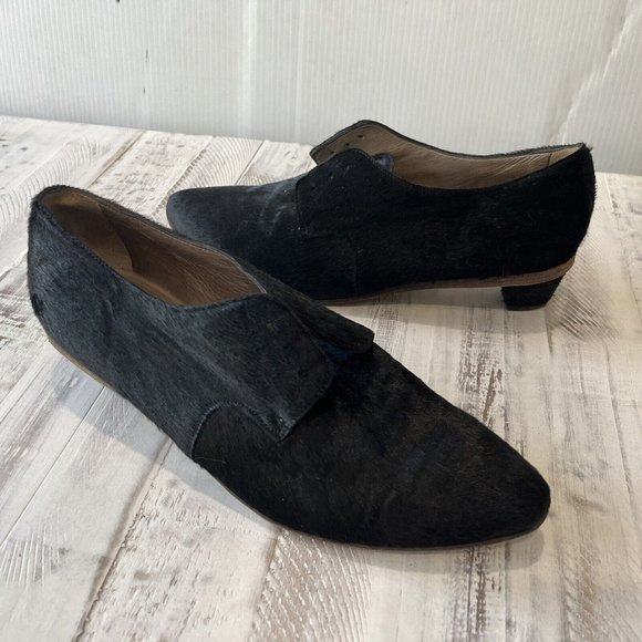 Marsell Black Pony Hair & Leather Oxford Loafers Pointed Toe - Picture 4 of 8